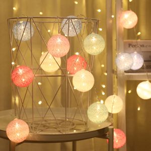 Choinka Dekoracja Wisiorek Girlandy Bajki Bawełniana Kula LED String Lights Wakacje Bateria Operowane światło