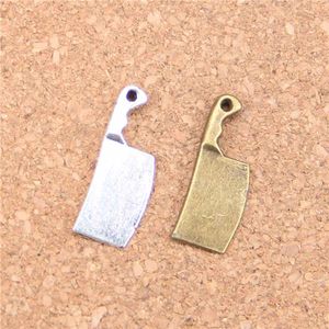 120pcs Antique Silver Bronze Plated kitchen knife meat cleaver Charms Pendant DIY Necklace Bracelet Bangle Findings 23*9mm