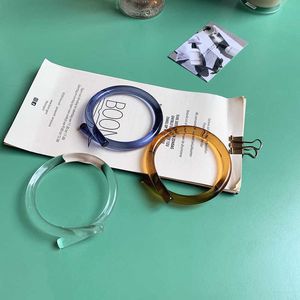 Aomu Big Circle Trendy Colorful Fashion Transparent Acrylic Bracelet Simple Open Bracelet for Women Girls Party Jewelry Gifts Q0719