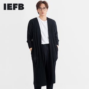 IEFB High Quality Men's Pleated Medium Length Trench Coat Jaoanese Streetwear Fashion Casual Windbreaker Pockets 9Y4899 210524