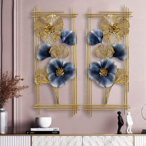 Metal Wallpapers Decoration Creative Ginkgo Biloba Two Fashion Chinese Wall Pendant Living Room Background Porch