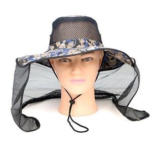 Sun Hat Travel Outdoor Wide Brim Sunscreen Anti Mosquito With Mesh Bucket Unisex Hiking Camping Neck Protection Fishing Cap Hats