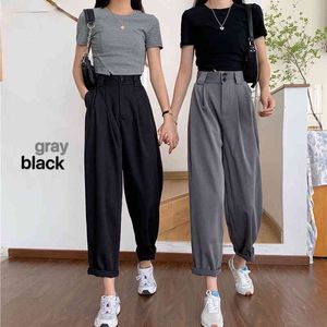 Straight Pants Women BF Style Chic Trendy Ladies Ankle-Length Trousers Summer All-match College Classic Teens Pantalones 210429