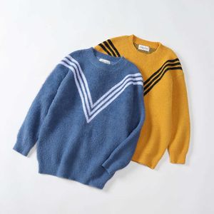 Mode Gentleman Knitwear Streetwear 3-11T Toddler Kid Baby Boys Winter Clothes Pullover Warm Top Långärmad Stickad tröja Y1024