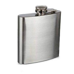 100 pçs / lote masculino portátil flagon licor quadril flask 6oz balão de aço inoxidável de aço inoxidável com plugue de aço