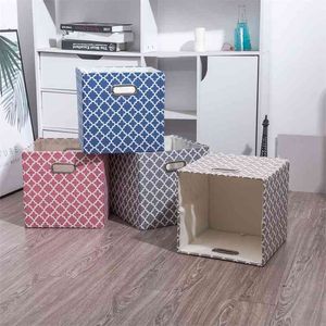 Cubo dobrável caixa de armazenamento roupas de armazenamento para brinquedos cestas de organizadores para recipiente de prateleira de armário de escritório berçário 2 tamanho 210626