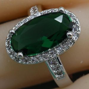 Cluster Rings Fashion Green Semi-ädelsten Stone 925 Sterling Silver Ring For Women Blue Pink Engagement Women's Ringen Free Jewelry Box