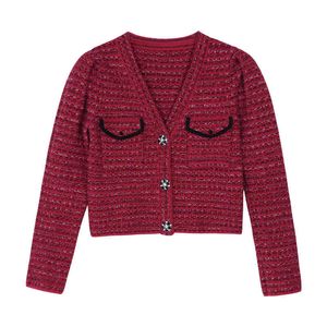 Frauen Strickpullover Strickjacke Mantel Qiu Dong Stil V-Ausschnitt Langarm Kultivieren Sie die Moral 210429