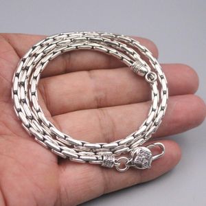 Wholesale silver wheat chain resale online - Chains Real Silver Necklace For Men Square Wheat Chain mm Retro Domineering Jewelry Boyfriend Gift inchL