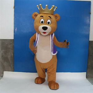 Halloween Crown Bear Mascot Kostymer Jul Fancy Party Dress Cartoon Character Outfit Suit Vuxna Storlek Carnival Påsk Reklam Tema Kläder