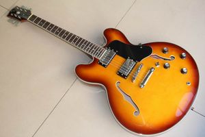 Fabbrica all'ingrosso di chitarre Custom Jazz Chitarra elettrica Semi Hollow Body In Sunburst 111218