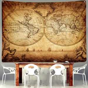 Medieval World Wall Map Boho Tapestry Deco living Room Home Macrame Wall Hanging Tapestry Wall Fabric Christmas Decorations 210609