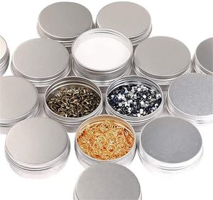 Fabriksförvaringslådor Bins Aluminium Rundburkar med lock oz metallburkar Ljusbehållare skruvplattor för hantverk matlagring DIY silver
