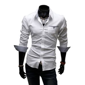 Camicie da uomo estive Camicie a maniche lunghe di marca di moda Camicie sociali maschili slim fit Camisa Masculina Taglie forti XXXL 50