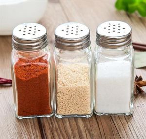 new Herb Spice Tools 80 ml jars salt pepper bottles empty square containers shaker with lid airtight metal caps EWE6281