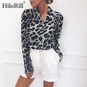 Leopard Blouse Kvinnor Långärmad Blusar Skriv ut Tyngd Collar Kontorskjorta Casual Loose Toppar Blusas Chemise Femme 210508