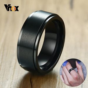 Vnox 8mm anel básico rotativo para homens preto aço inoxidável casual masculino ANEL ELILLISH Punk Spinner Alliance Jóias