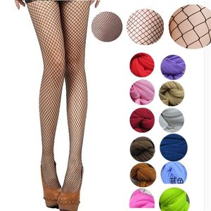 Women Fishnet Sexy Stockings Multicolor Plus Size Pantyhose Colored Mesh Red Fishnets Tights Anti Hook Nylon Panty X0521