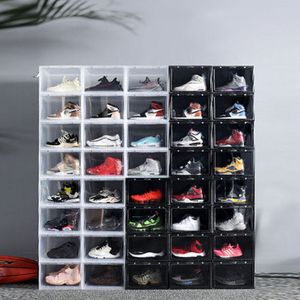 مربع تخزين الأحذية المغناطيسي القابل للطيات البلاستيكية سلة أحذية متعددة الألوان عرض درج الخزانة قابلة للطي رف الحذاء رف غبار رطبة مكدس ZL0535