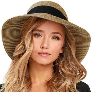 Nexy Sun Hat Summer for Women Beach Straw Fedora Cap Large Bronge Protection UV Femelle