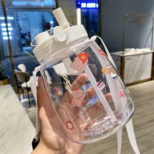 Cup Cute Coreano Portatile Online Celebrità Bottiglia d'acqua di grande capacità Studentesse resistenti alle alte temperature A prova di perdite 211122