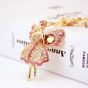 Fashion Dancing Ballet Girl Keychain Ballerina Pendant Women Jewelry Strass Portachiavi G1019