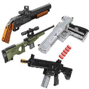 Guns Submachine Big Kits M4A1 Uzi Kar 98K M6 Modelo Blocos de Construção Tijolos Swat Military WW2 World Weapon Weapon Wewer Sniper Rifle Brinquedos Y1130