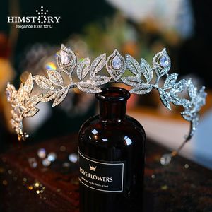 Модные свадебные аксессуары для волос циркон стразы Хиэдбол для невесты Crystal Crown Crown Floral Элегантные украшения зажимы Barrettes