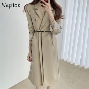 Neploe Turn Down Collar Short Sleeve Solid Jacket Women Slim Waist Sashes Work Style Ol Coat Femme Spring New Blazer 210423