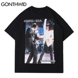 Tees Gömlek Erkekler Yaz Streetwear Gotik Hip Hop Dansçı İnsan Baskı Kısa Kollu T-Shirt Rahat Pamuk Harajuku Tops 210602