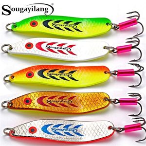 Sougayilang metal forte hard isca spinner spoon 5 cores iscas de pesca artificial popper manivela tubarão isca de água salgada equipamento 220221