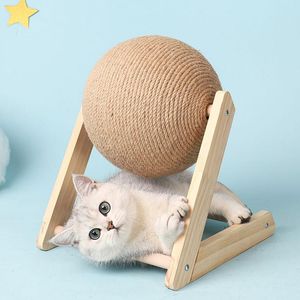 Cat Toys Cute Scratball Toy Kitten Sisal Rope Ball Board Slipning Paws Katter Scratcher Slitage Beständiga husdjur Möbeltillbehör