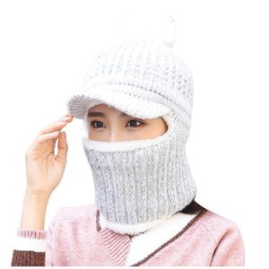 Beanie Skull Caps Ribbed Knitted Women s Beanies Cold proof Neck Protection One piece Female Hat Warm Keep Anti slip Western Style Girl Cap