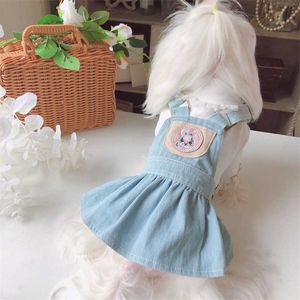 2020 mode Hund Kleidung Haustier Licht Blau Nette Denim Mantel Outfit Welpen Katze Rock Für Prinzessin Mädchen Kleid Haustiere Pudel