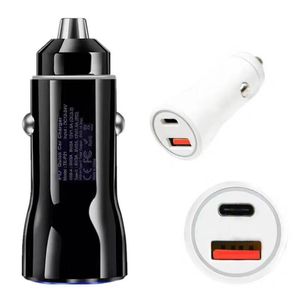 Ricarica rapida 12W 18W PD qc3.0 Caricabatteria per auto USB C A + C Adattatori di alimentazione portatili a 2 porte per iPhone 13 12 Telefono Samsung landroid