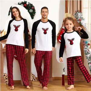 Pijamas de natal combinando família mãe crianças conjuntos de roupas crianças pijamas crianças pijamas mãe filha elf cervo pijamas 210929