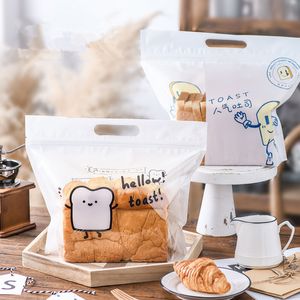 450g 50 stücke Toast Brot Verpackung Taschen Große Tragbare Reißverschluss Selbstdichtende Transparente Backen Kuchen Gebäck Verpackung Y0305