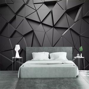 Современный творческий 3D геометрический абстрактный серый треугольник большая роспись 3d обои гостиная телевизор стена дома декор стены ткань 3d фреска 210722