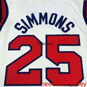 Camisa de basquete Ben Simmons branca personalizada barata costurada masculina e feminina juvenil XS-6XL para basquete