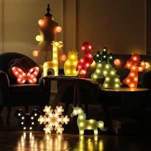 Led Tabell Night Light Animal Marquee Star Heart Flamingo Ananas Jul Kokosnöt Träd Hem Party Decoration 3D skrivbordslampa