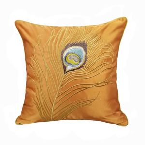 Wholesale modern orange chair for sale - Group buy Cushion Decorative Pillow Modern Feather Embroidery Orange Blue Luxury Soft Decorative Case Sofa Chair Pipping Cushion Cover x45cm pc