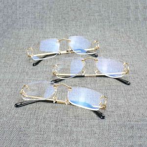 Vintage Rimls Platz Helles Glas Männer Oval C Draht Brillen Optische Metall Rahmen Oversize Brillen Frauen Für Lesen sonnenbrille