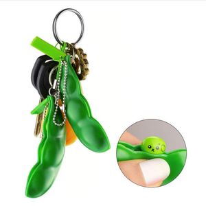 Dekompression edamame leksak squishy squeeze ärtor bönor nyckelring anti stress vuxna gummi pojkar gåva fidget leksaker