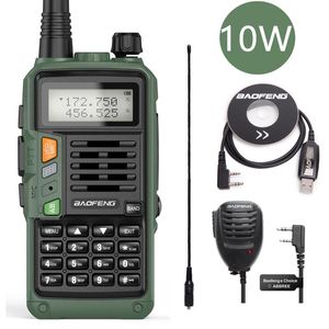 Walkie Talkie Green Baofeng UV-S9 Plus 10W Kraftfull USB-laddare 50km handhållen sändtagare med UHF VHF Dual Band Ham UV-5R-radio