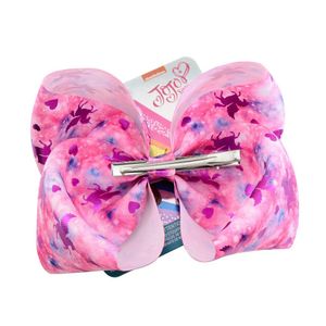 Forcina per capelli Jojo Bowknot da 8 pollici per bambini Arcobaleno Unicorno con fiocchi per capelli in cartone animato con diamanti Barrette per capelli