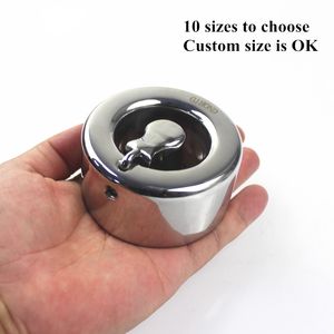 10 Sizes Male Cockrings Scrotum Pendant Bound Stainless Steel Penis Load Pendants Testicular Bondage Ring Lock Alternative Sex Toys BB-109