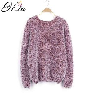 Women Winter Sweater Oneck Mohair Casual Loose Knit Pullover Warm Soft Sweaters Pull Femme Jumper casaco feminina 210430