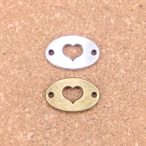 75 Stück Antik Silber Bronze vergoldet Herz Stecker Charms Anhänger DIY Halskette Armband Armreif Erkenntnisse 13*20mm