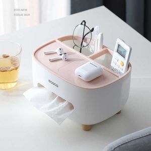Home Kitchen Desk Tissue Case Plastic Cover ABS Tissue Holder Makeup Cosmetic Storage Box Organizer Living Room Home Decoration X0703