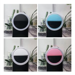 RK12 Selfie Fill Light LED Beauty Ring Portable Rechargeable Cell Phone Lampa för iPhone Clip Video Film Fotografering Makeup Stream 4 Färger